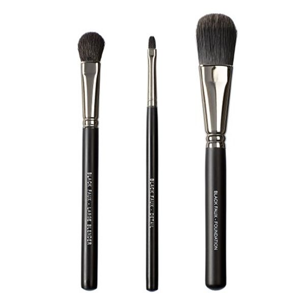 VEGAN LOVE, Set di tre pennelli da trucco, setole sintetiche, colore: Nero, BKFT25