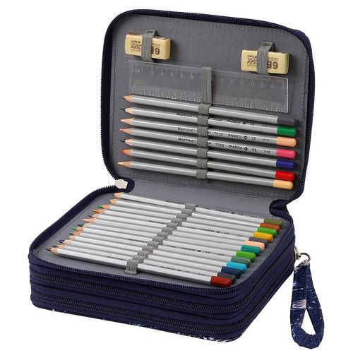 Lbxgap Colored Pencil Case - 72 Slots Pencil Holder with Zipper Closure Twill Fabric Large Capacity Pencil Case for Watercolor Pens or Markers, Pencil Case Organizer for Artist