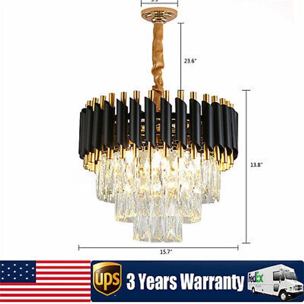 Crystal Chandelier Flush Mount Ceiling Light 5 Bulbs Pendant Lighting Fixture US