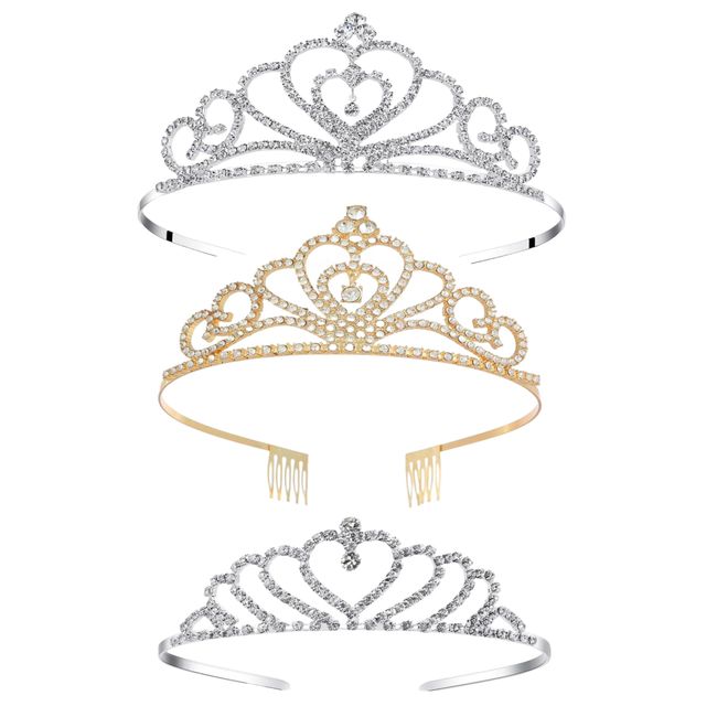 Gold Silver Crystal Crowns Tiara for Women, Girls Elegant Princess Rhinestone Crown with Combs Bridal Wedding Headbands Prom Birthday Party Women Girls Bridal Prom Party