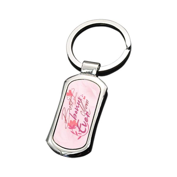 Mothers Day Themed Best Bonus Mom Ever Inspired Funny Rectangular Key Ring.