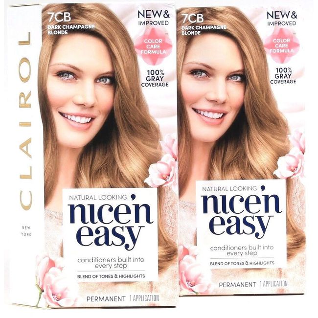 2 Clairol New & Improved Nice'N Easy 7CB Dark Champagne Blonde Permanent Dyes