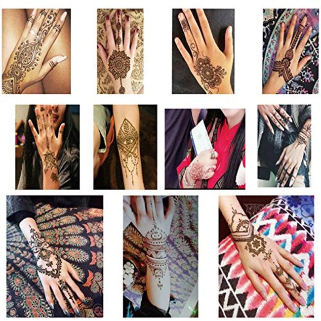 Large Henna Tattoo Stencils for Girls Woman Body Paint Indian Arabian  Tempora