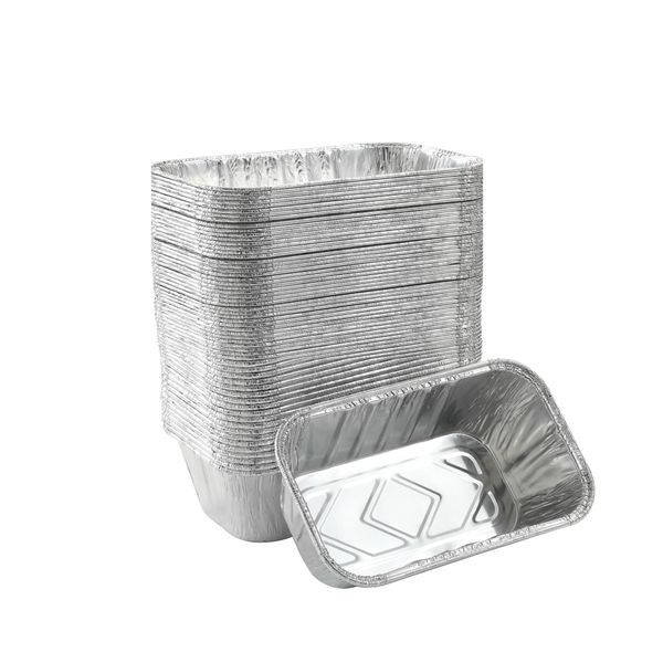 Waytiffer 50 Pack 1Lb mini Loaf Pans Heavy Duty Disposable Aluminum Foil Bread Tins Standard Size - 6" X 3.5" X 2.5" Oven Safe Sturdy Small Bread Tin Pans-1 Pound Loaf Pans