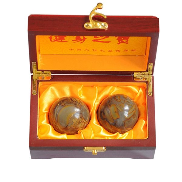 2" Feng Shui Nuwa Stone Baoding Balls Chinese Health Exercise Stress Balls with Gift Box W2350