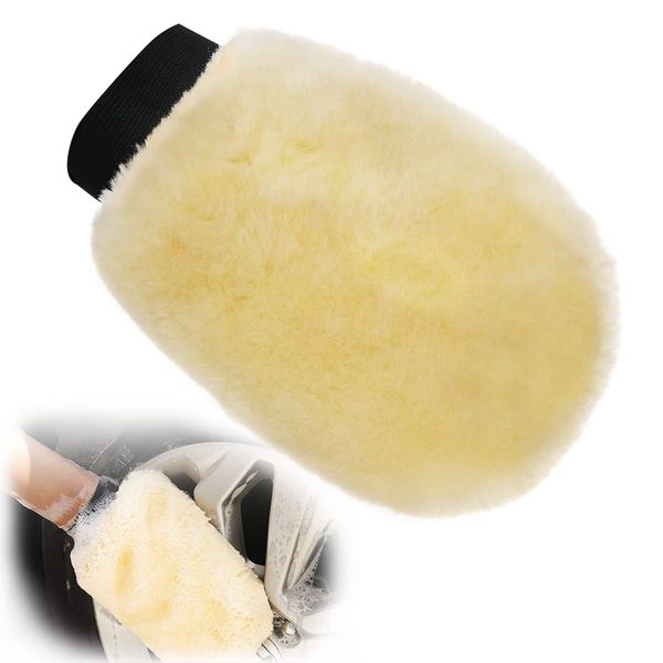 RosyFate Autowaschhandschuhe, Lambswool Wash Mitt Car, Autopflege, Auto Polieren Tücher, Doppelseitig