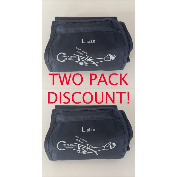 TWO PACK! Blood Pressure Cuff for Large Arms 22-48CM Improved Fit Compatibility