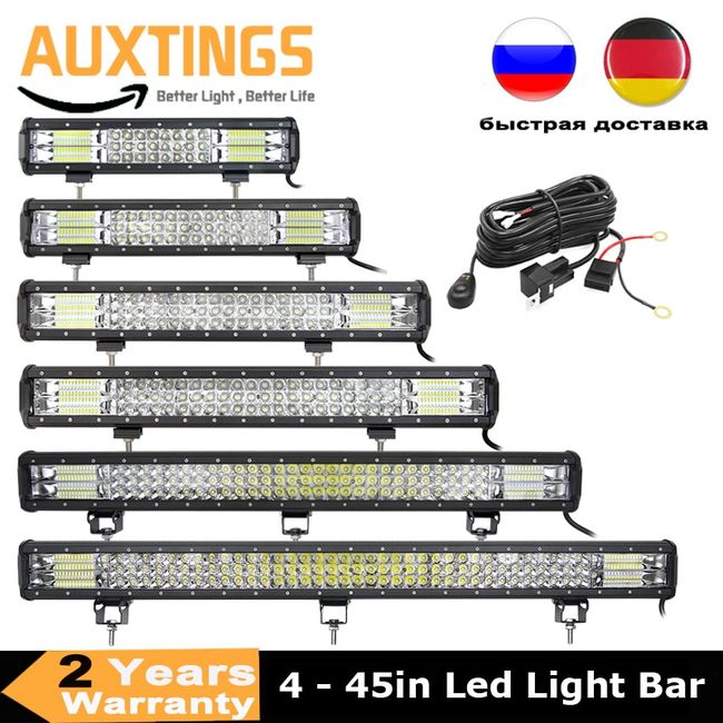 7D LED Work Light Bar 28 39 45 inch Tri Row Combo 12V Driving Lamp Offroad  SUV