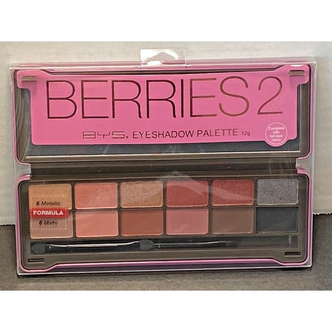 BYS Berries 2 Eyeshadow Palette, 12 Color Collection in Tin Kit with Mirror