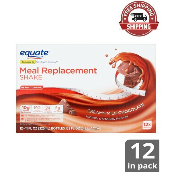 Equate Meal Replacement Shake Creamy Milk Chocolate 11 Fl Oz 12 Count