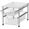 SimpleHouseware Stackable 2 Tier Sliding Basket Organizer Drawer, Chrome