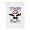 Beware Crazy Rugby Lady Tea Towel Dish Cloth