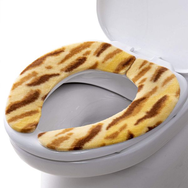 Sanko KV-98 Cat's Benza Seat, Tea Tiger, Cat, Easy to Store Toilet, Toilet Seat Cover, 3.5 inches (9 mm), Non Slip