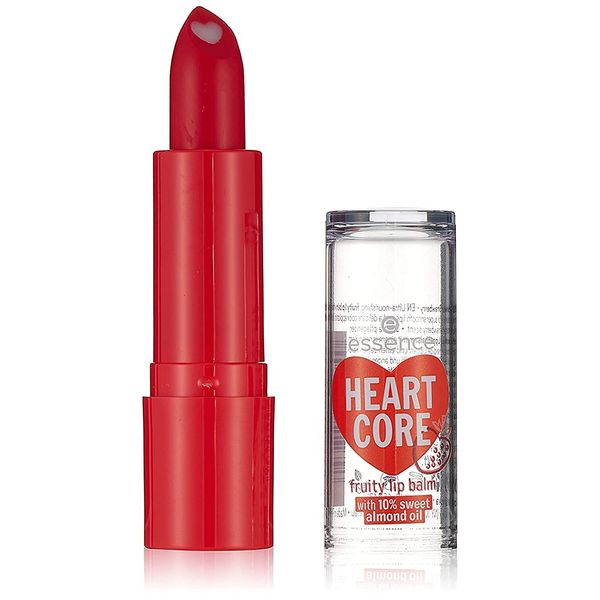 Essence Heart Core Fruity Lip Balm, No. 02 Sweet Strawberry, Red, Nourishing, with Oils, Smoothing, Instant Result, Shiny, Natural, Vegan, Alcohol Free (3 g)