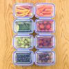 Grizzly plastic food storage containers set, 8x storage containers with lids, rectangular, stackable, break-proof, microwave and dishwasher safe