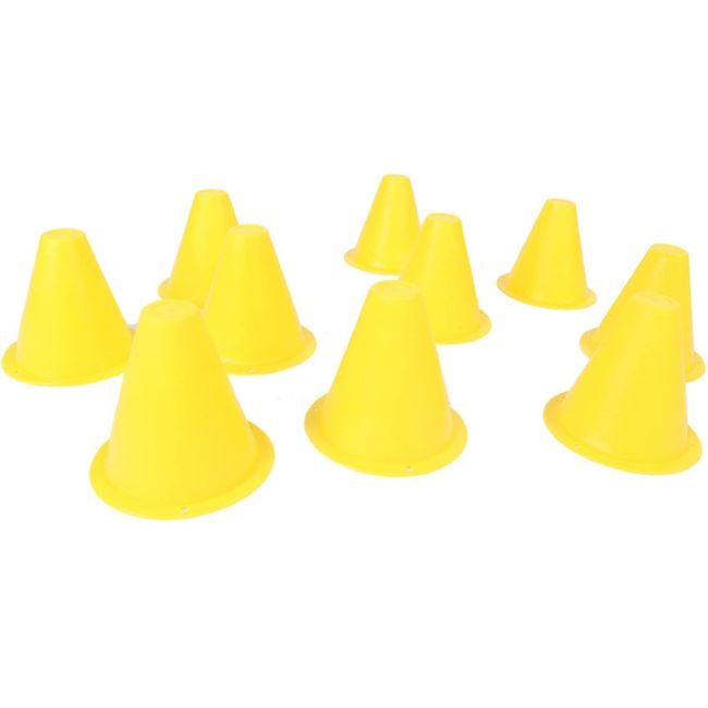 aloala Triangle Mini Color Soft Cone Soccer Dribble Mark Markers (Yellow, Small, 10 Pcs)