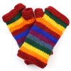 Wool Knit Arm Warmers with Fleece Lining Rainbow Striped