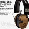 Walker's Razor Slim Battle Brown Electronic Muffs with Protection Case Bundle