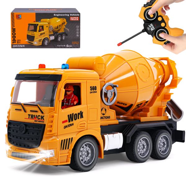 YAYYAY Toddler Trucks Toys for Kids 3-5 - Remote Control Cement Mixer Truck with Lights and Sounds, Kids Boy Toys Vehicle for Boys Age 6-8 9-12, RC Car Boy Toys Birthday