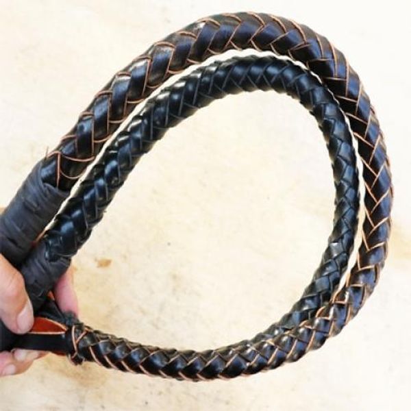 Horse Spurs Hand Made Braided Riding Whip 70 CM and 80 CM Cowhide Leather for Horse Outdoor Racing Training Training, 02 black 80cm