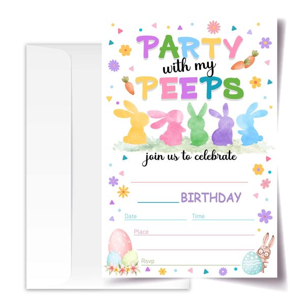 ANYEMW Greeting Card, 4x6 inches Rabbits Birthday Invitations, 20 Cards with 20 Envelopes