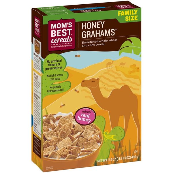 Mom's Best Honey Grahams Cereal, Made with Whole Grain, No High Fructose Corn Syrup, Made with Real Honey, Kosher, 17.5 Oz Box (Pack of 14)