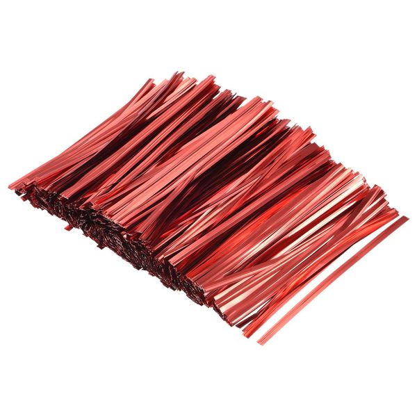 Foil Twist Ties 4" Plastic Closure Tie for Bread, Candy Red 750pcs