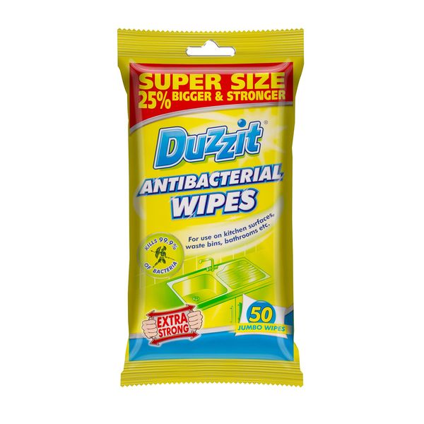 Duzzit Antibacterial Wipes, Pack Of 50