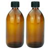 mikken 2 Brown Glass Bottles 500 ml with Screw Cap