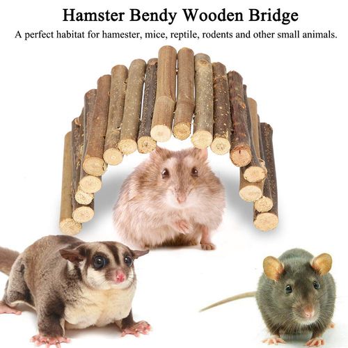 Reptile Wooden Bridge Hamster Toys Wood Hamster Bridge Bendable Bridge Hamster Ladder Hamster Mouse Rat Rodents Bridge Small Animal Pet Chew Toy for Guinea Pigs Rats Hedgehog Mouse Sugar Glider