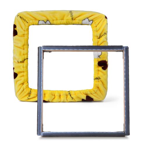 ICZW Gripper Strip Frame Punch Needle Frame Rug Hooking with Frame Cover 15.7" x 15.7" (Yellow)