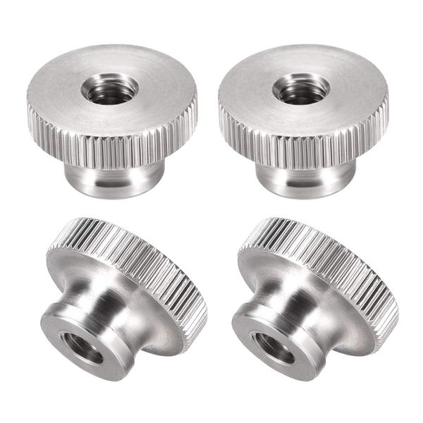 sourcing map Knurled Thumb Nuts, 4Pcs M6x1mm 304 Stainless Steel Round Knobs Fasteners for 3D Printer Parts, Silver Tone