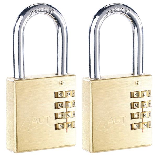 AGT Padlock with Code: Set of 2 Padlocks with 4 Digit Number Code 50mm (Padlock Combination Code, with Numbers, Bugel)