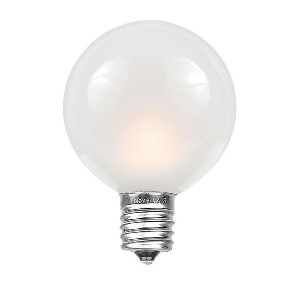 Novelty Lights G50 Outdoor String Light Globe Replacement Bulbs, E12/C7 Base, Frosted White, 25 Pack
