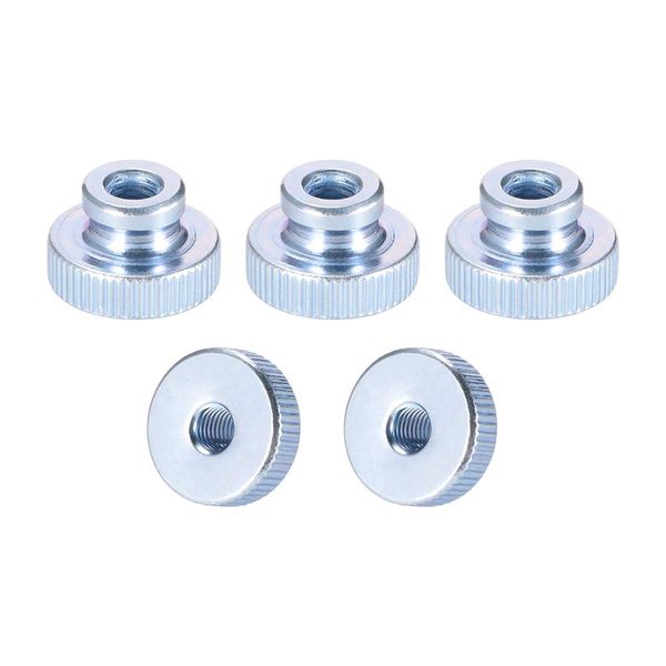 sourcing map Knurled Thumb Nuts, 5Pcs M6x1mm Iron Round Knobs Fasteners for 3D Printer Parts, Silver Tone