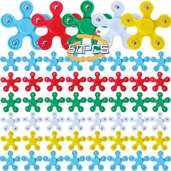 50 Pcs Mini Fidget Spinners Bulk Toys Party Favors for Kids Teens Adults,Christmas Stocking,Goodie Bags Stuffers,Birthday Return Gifts, Valentine Day Gifts, Party Games, Classroom Prizes-2.4"