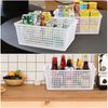Obstnny White Rectangular Storage Baskets Set of 4, Plastic Kitchen Cupboard Organiser Basket Box