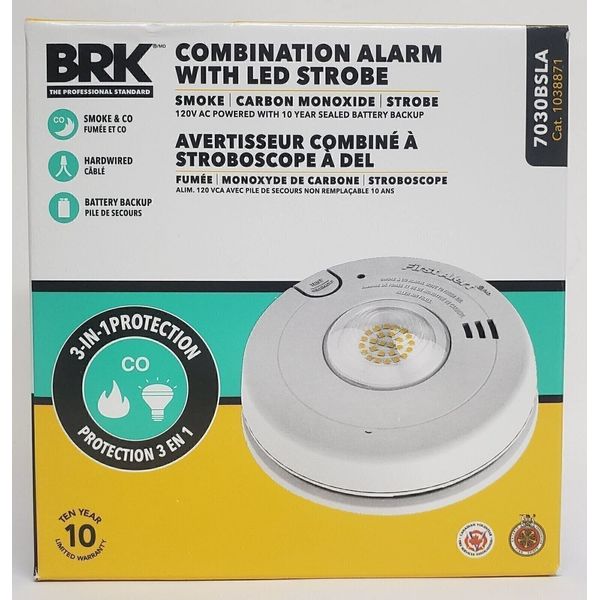 First Alert BRK 7030BSL Hardwired Smoke & Carbon Monoxide Alarm with LED Strobe