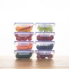 Grizzly plastic food storage containers set, 8x storage containers with lids, rectangular, stackable, break-proof, microwave and dishwasher safe