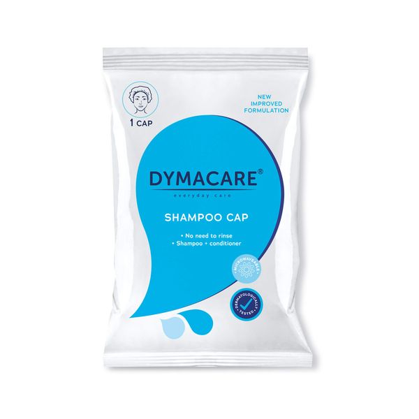 DYMACARE No Rinse Shampoo Cap | Rinse Free Shower Cap That Shampoos & Conditions - PH Balanced & Hypoallergenic Waterless Hair Wash (1 Cap)