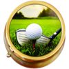 Golf Driver and Ball Brass Pill Box