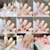Sun&Beam Nail Tips, Medium, Short, Round, False Nails, Camellia, Cherry Blossom, Medium Long, False Nails, Popular, Cute, Stylish, Convenient, Safe, Comfortable, 24 Colors (#3-Purple)