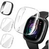 ivoler 3 Pieces Case with Screen Protector for Fitbit Versa 4 / Fitbit Sense 2, Full Coverage, Shockproof, Scratch-Resistant, Protective Case, Ultra Thin Soft TPU Screen Protector Case, 2 Clear + 1
