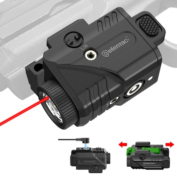 Defentac 600lm Slidable Pistol Light and Red/Green/Blue Laser Sight Combo, Strobe and Momentary Beams for Guns, Magnetic Rechargeable