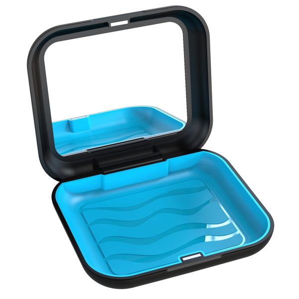 BVN Retainer Case with Mirror,Square Retainer Box, Orthodontic Denture Box,Dental Case for Aligner,Mouth Guard Case,Black