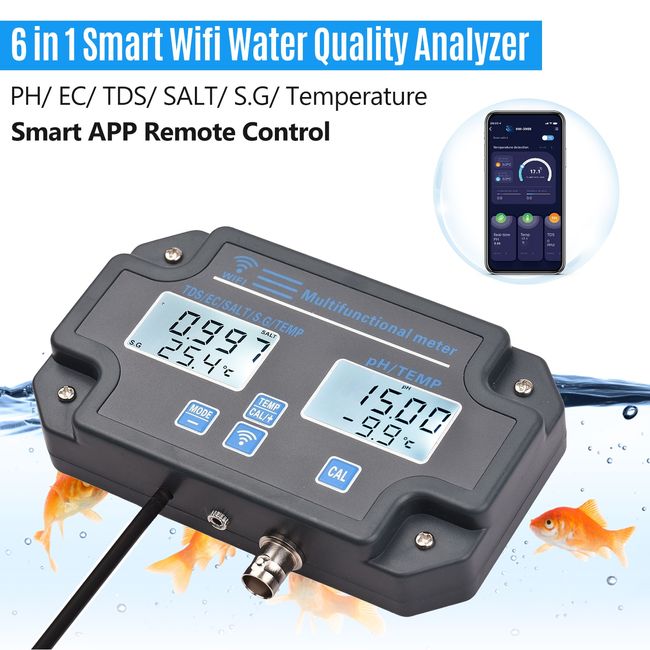 Wifi Water Quality Tester PH/EC/TDS/ORP/SALT/ Temp Meter Digital