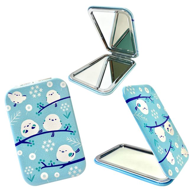 Kinagani Shima Enaga Compact Mirror, Hand Mirror, Portable, Folding Mirror, Hand Mirror, Cute, Character, Shimanaga, Kotori (Set of 3)