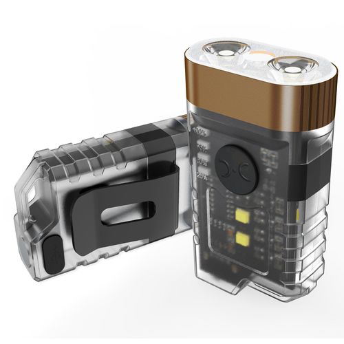 AUDERWIN Rachargeable Keychain Mini Flashlights, EDC Pocket Flashlights 1500 Lumens, 2 Illumination Angles 10 Modes, USB C Charging Magnetic for Gift, Emergency, Night Walking,2 Pack, Brown