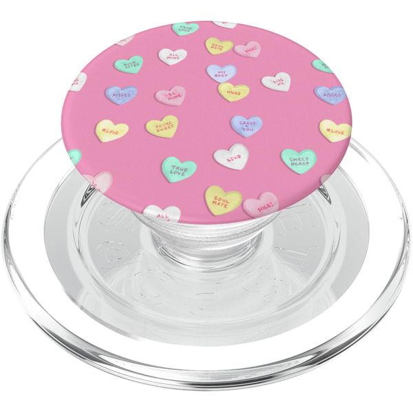 Pink Heart Shape Be Mine Romantic Valentines Day Pattern PopSockets MagSafe PopGrip for iPhone