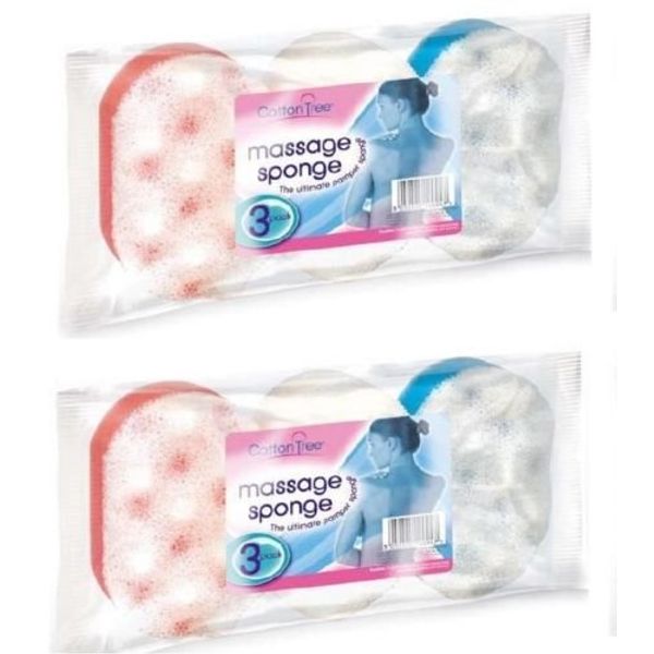 Pack of 6 Exfoliating sponges bath shower 2 sided sponge